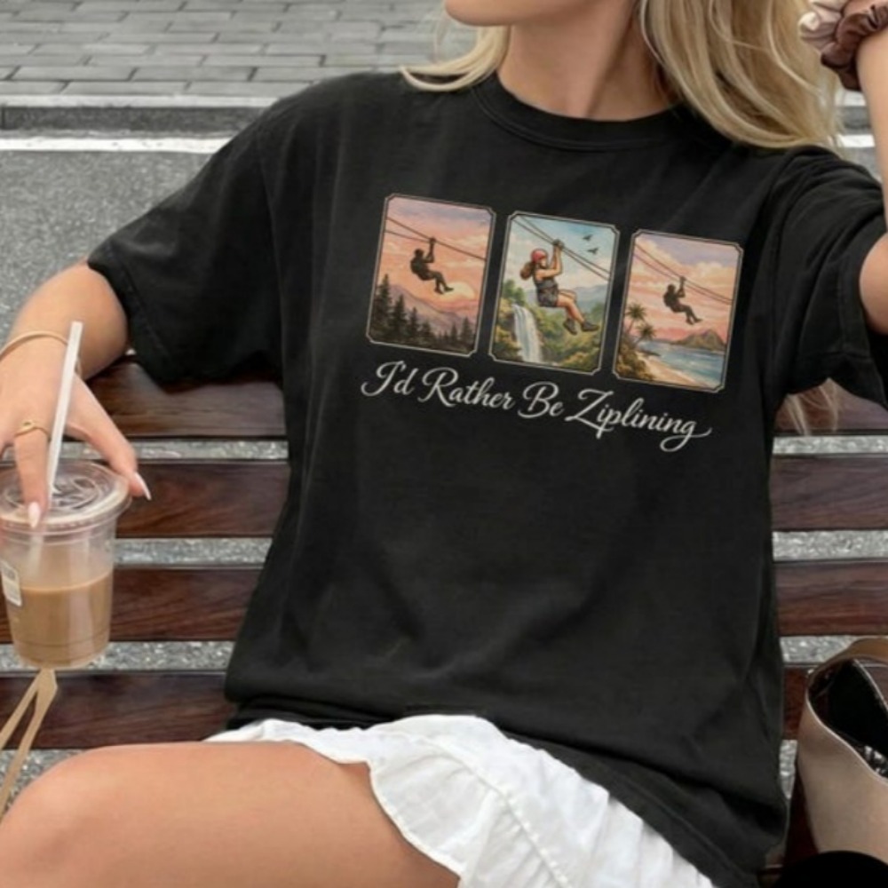 T-shirt « I'd Rather Be Ziplin - Outdoor Adventure Zipline avis et prix